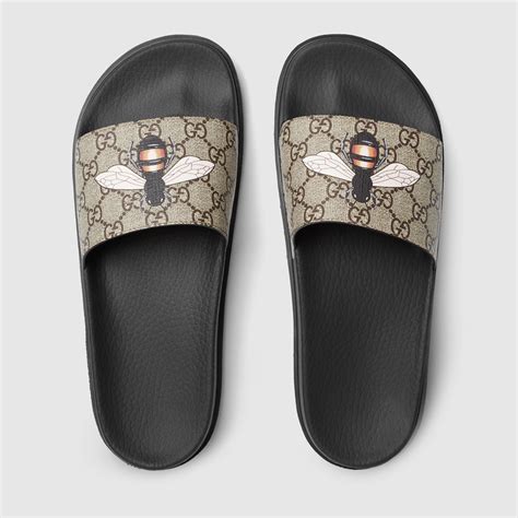 gucci bee stripe slides|Gucci slides outlet.